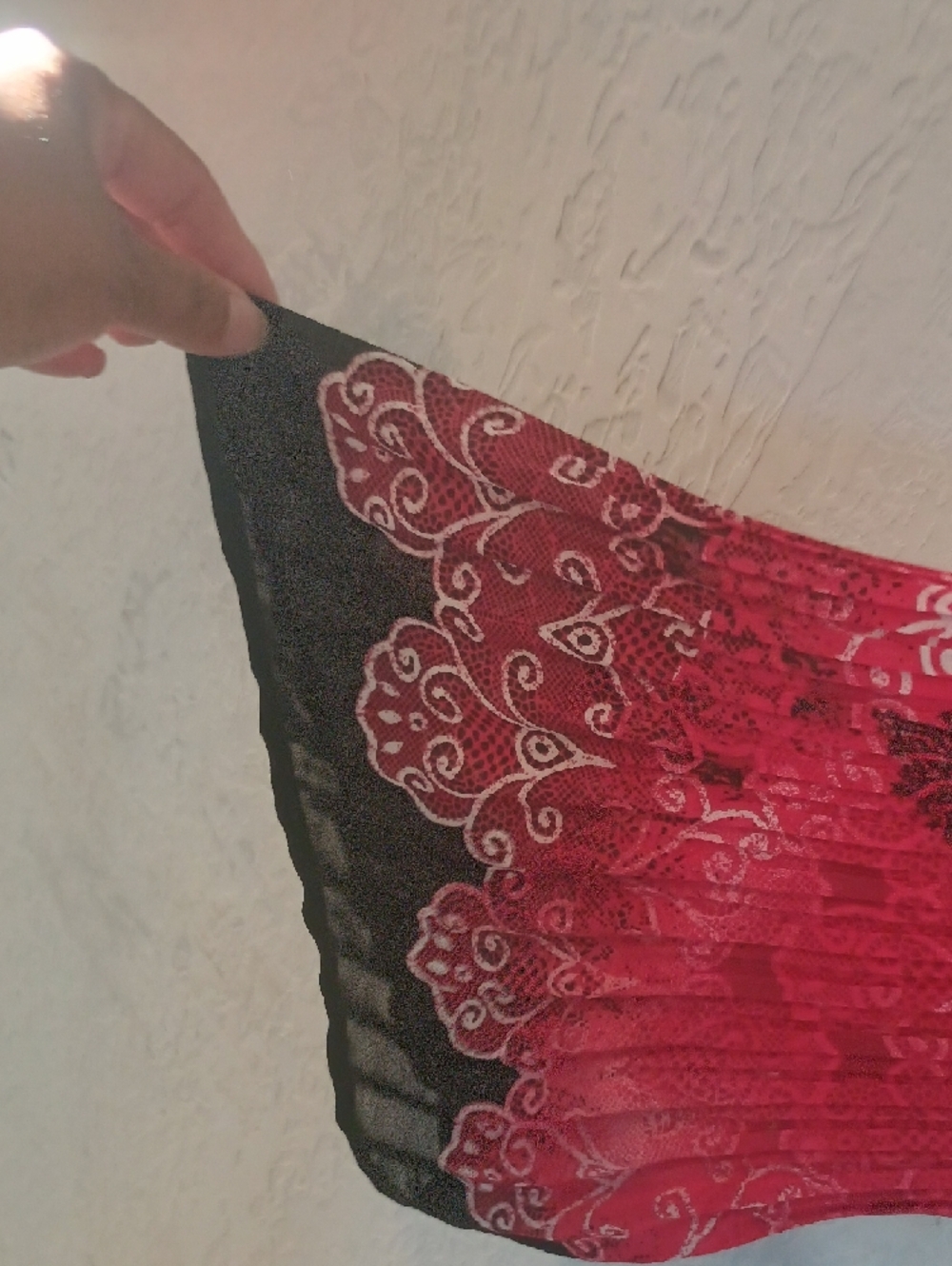 dressbarn Red V-Neck Embellished Paisley Blouse - Picture 5 of 9